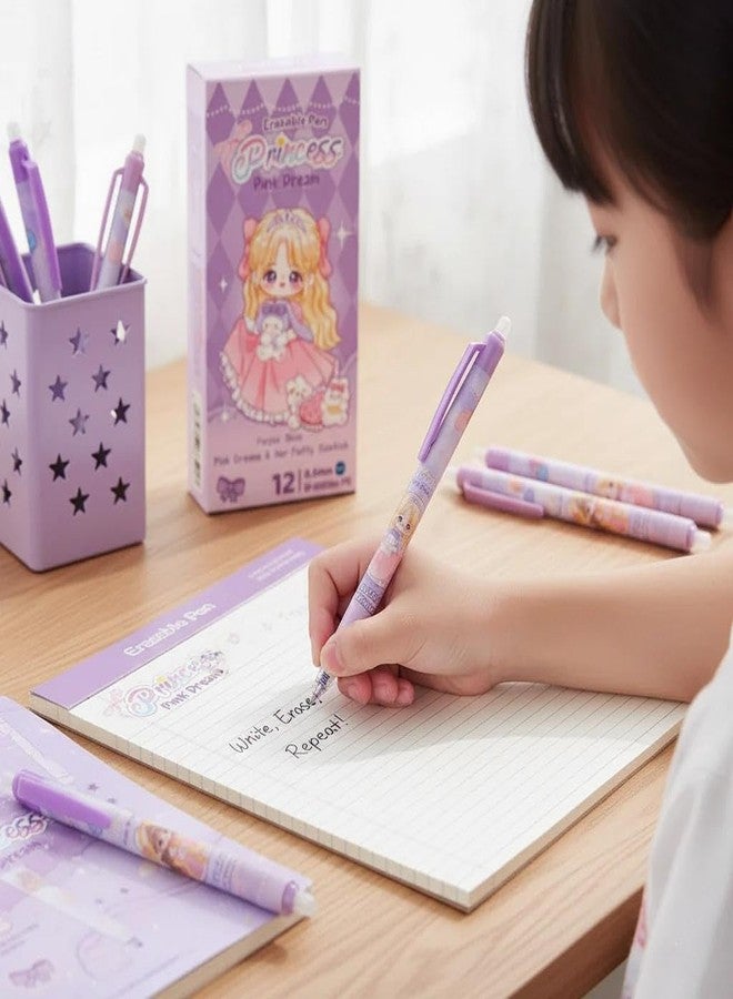 SAMVARDHAN Erasable Gel Pens - Pack of 12 Pcs Theme Smooth Writing Gel Pen, Erasable Pens 0.5 mm, Erasable Pen with Magic Eraser, Birthday Return Gifts for Kids (Princess) - Image 3