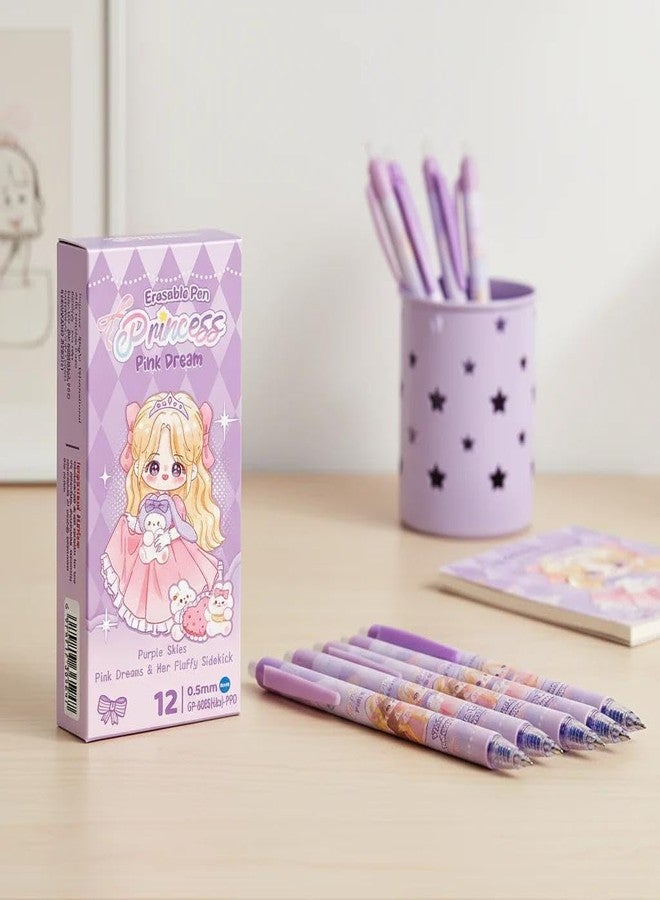 SAMVARDHAN Erasable Gel Pens - Pack of 12 Pcs Theme Smooth Writing Gel Pen, Erasable Pens 0.5 mm, Erasable Pen with Magic Eraser, Birthday Return Gifts for Kids (Princess) - Image 2