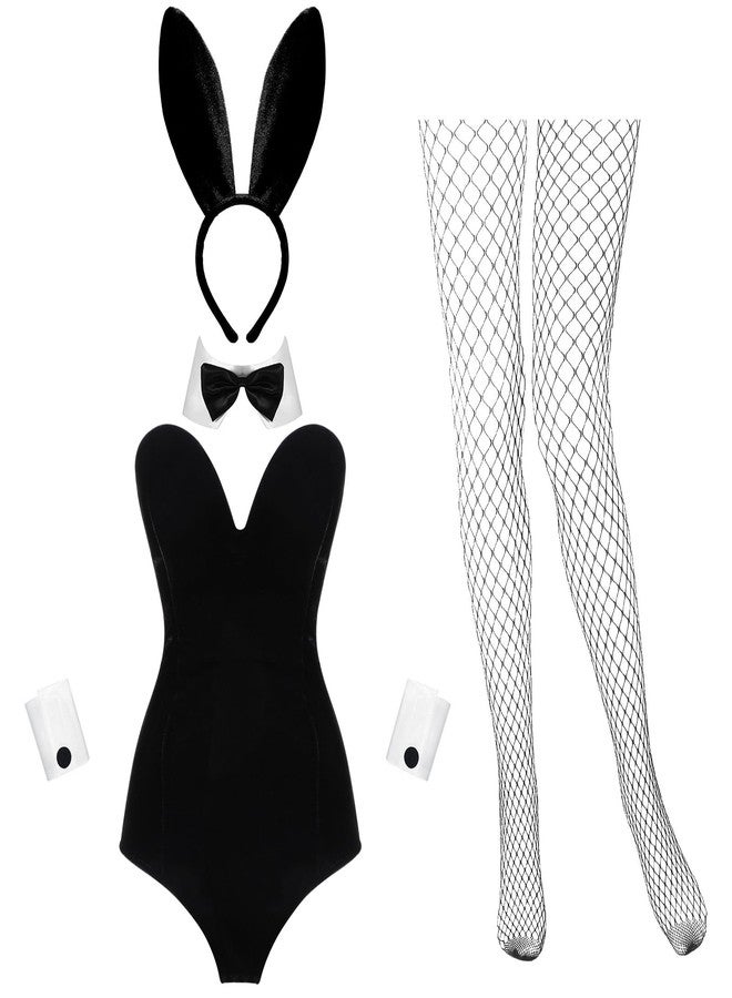 Cozypower Women Velvet Bunny Costume Girl Anime Suit Leotard Stockings Rabbit Ear Headband Bow Tie Halloween Cosplay (Large) - Image 1