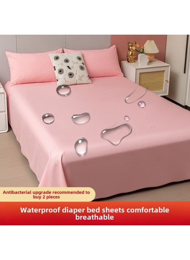 Waterproof Bed Sheet Cat Urine Hair Bed Cover Urine-Resistant Baby List Machine Washable Urine-Proof Cover Dog Rabbit Pet Cover Urine Pad-Color:Peach Powder-[waterproof And Breathable For All Seasons]-Specifications:Single Bed Sheets-230x250cm (applicable To 1.8 And 2m Beds)  - Image 1