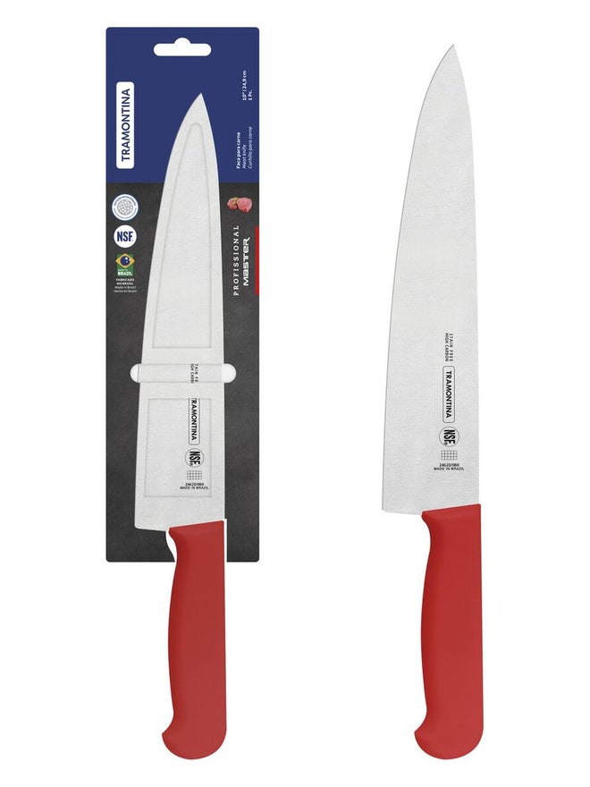 ترامونتينا سكين لحم ترامونتينا احترافي  بوصة بشفرة ستانلس ستيل ومقبض بولي بروبلين أحمر بحماية مضادة للميكروبات - Image 1