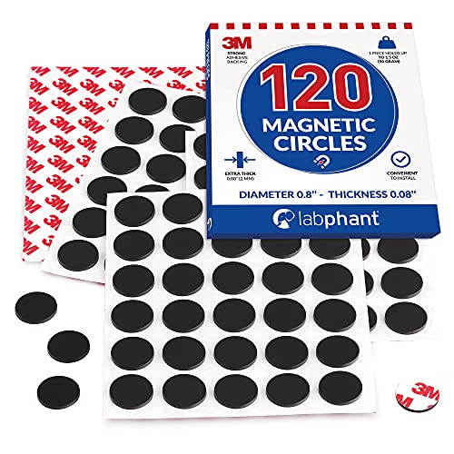 APPLAB Magnetic Dots 120pcs - Round Magnets with Adhesive Backing, Circle Size Diameter 0.8’” x 0.08” on 4 Tape Sheets, with 3M Strong Adhesive Backing. Perfect for DIY, Art Projects, Industrial & Fridge - Image 1