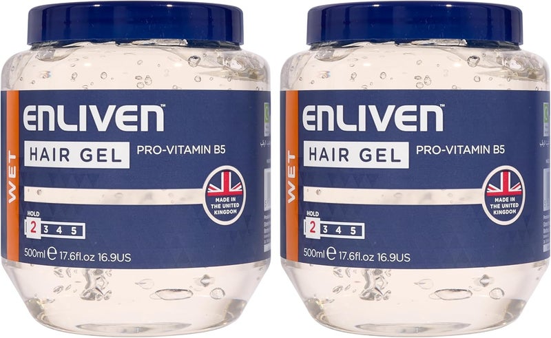 Enliven Hair Gel Wet Look Clear 500mlx2 Pack Mens Hair Products Gel for Everyday Use Shape Hair Your Way Hair Gel Mens Products