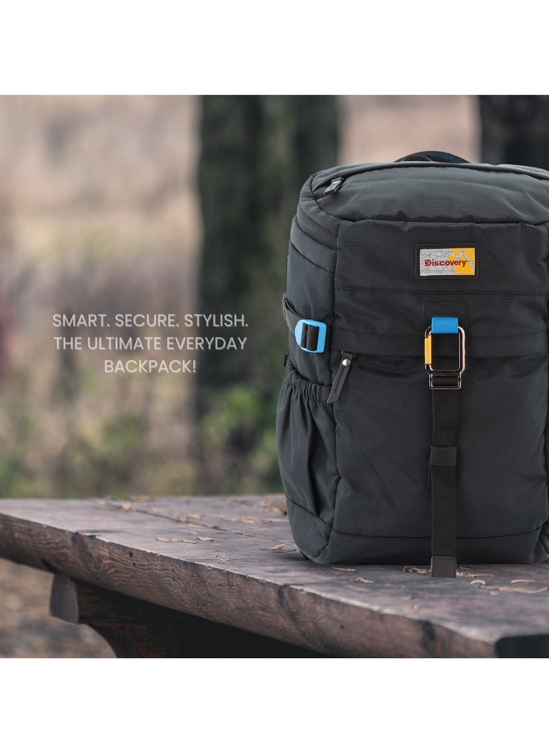Discovery ICON Backpack 16.2L Black, Durable Lightweight Multi Compartment Travel Bag, Padded Laptop/Tablet Pocket RFID, Adjustable Strap With Luggage Fix Strap, Men Women School Outdoor - pzsku/Z47961DB24652D396D846Z/45/_/1740472496/7a033ea7-90dc-45c2-bcb4-cb8b6af65d52