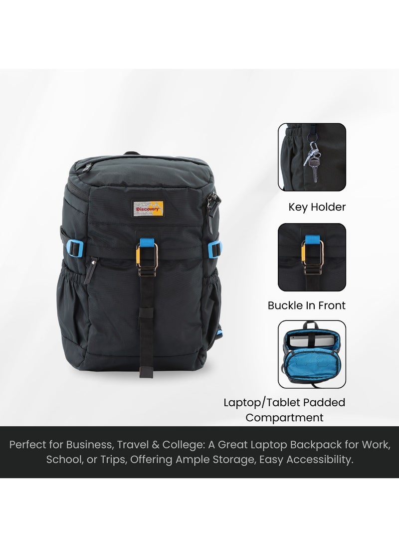 Discovery ICON Backpack 16.2L Black, Durable Lightweight Multi Compartment Travel Bag, Padded Laptop/Tablet Pocket RFID, Adjustable Strap With Luggage Fix Strap, Men Women School Outdoor - pzsku/Z47961DB24652D396D846Z/45/_/1740472585/bb1d5175-c48f-4a4d-820e-f832e0e69afd