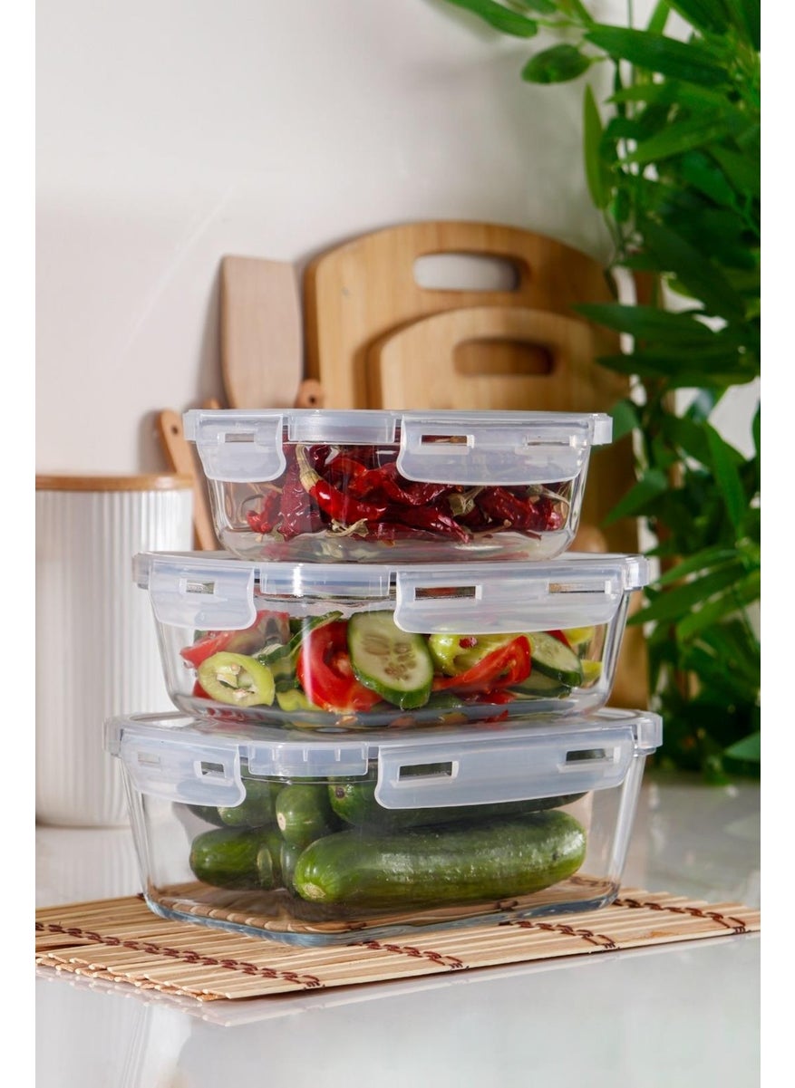 Homeniva - Homenıva Borosilicate Glass Leakproof Lockable Storage Container - Airfryer Container 3 Pieces - Image 1