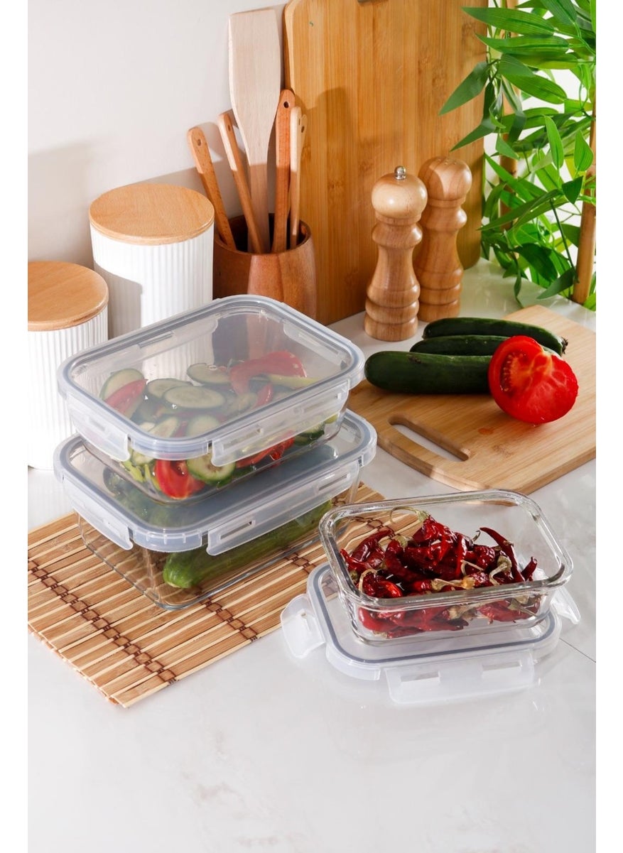 Homeniva - Homenıva Borosilicate Glass Leakproof Lockable Storage Container - Airfryer Container 3 Pieces - Image 1