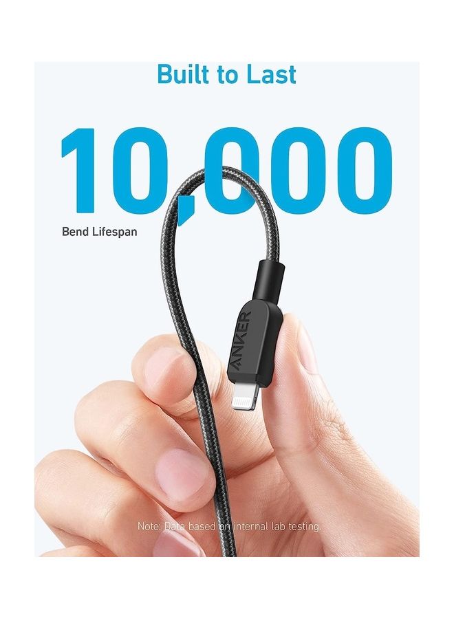 كابل USB C إلى Lightning، كابل 310 USB-C إلى Lightning مضفر (3 أقدام، أسود)، معتمد من MFi، كابل شحن سريع لهاتف iPhone 14 Plus 14 14 Pro Max 13 13 Pro iPhone 12 (الشاحن غير متضمن) - Image 3