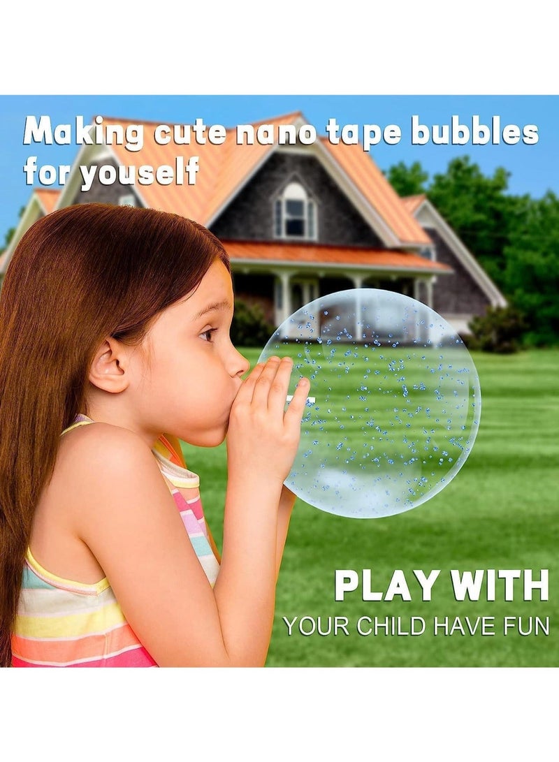 ZVEV Nano Tape Bubbles Kit,with Straws Glitter Double-Sided Tape Bubble Balloons Elastic Magic Plastic Bubbles DIY Craft Gifts for Party Birthday Fidget Toys Gift (Clear) - Image 4
