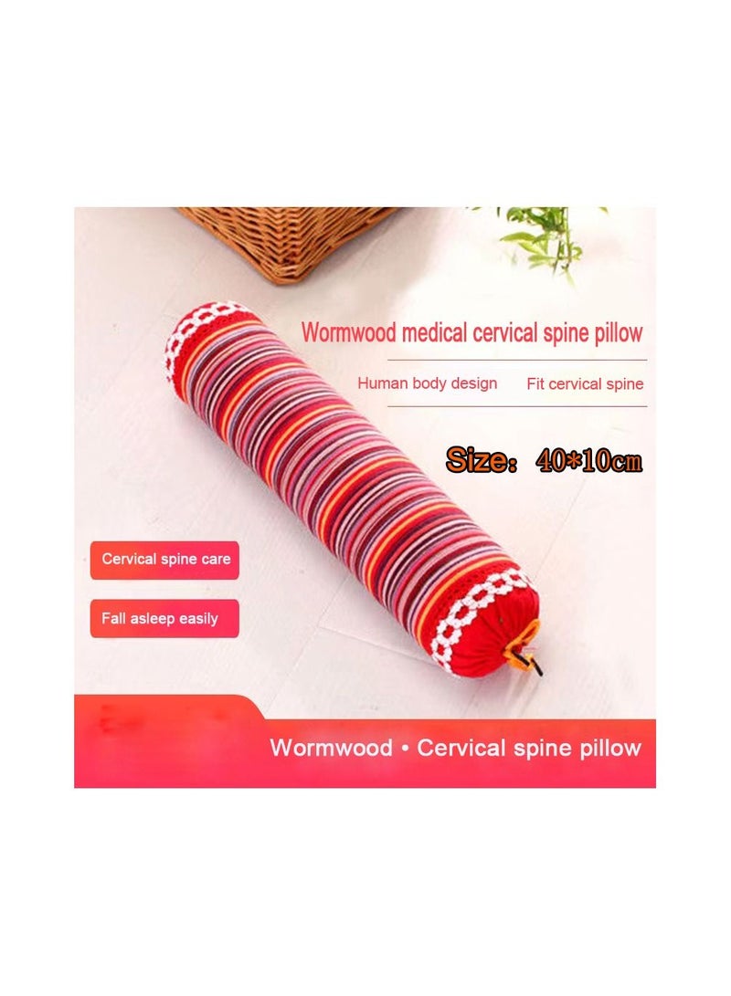 1-Piece Relieve Cervical Pain Wormwood Pillow, Old Coarse Fabric Pillow to Help Sleepping - Image 1