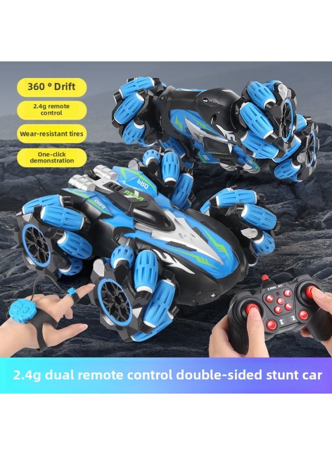 Generic - Gesture Induction Remote Control Four-wheel Drive Off-road Stunt Rotating Double-sided Drift Tumble Charging Electric Children's Boy Toy-Color:Large Double Spray Double-sided Car-light Music Marquee-red (handle Remote Control + Watch Remote Control) - Image 1
