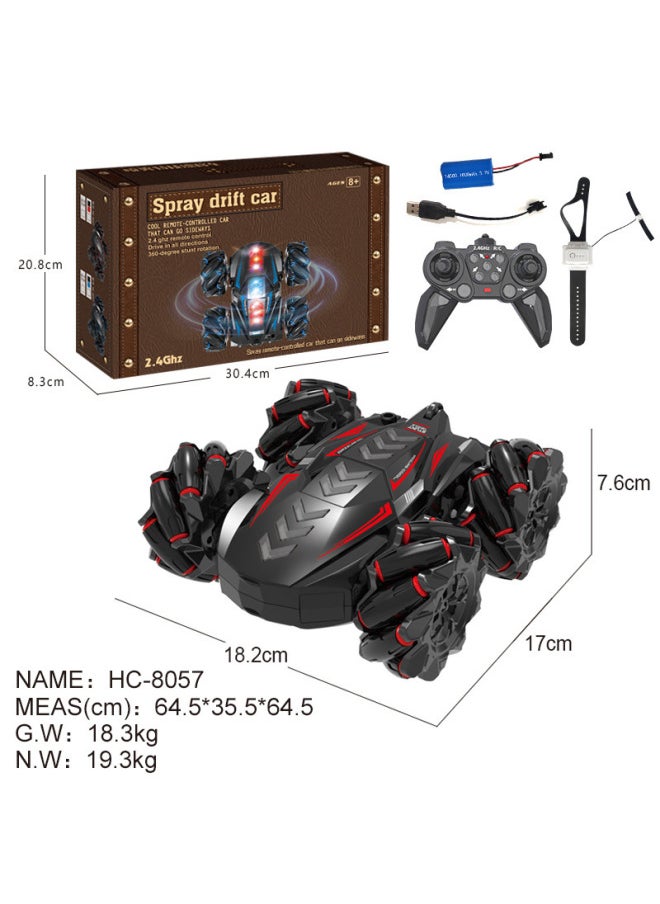 Generic - Gesture Induction Remote Control Four-wheel Drive Off-road Stunt Rotating Double-sided Drift Tumble Charging Electric Children's Boy Toy-Color:Large Double Spray Double-sided Car-light Music Marquee-red (handle Remote Control + Watch Remote Control) - Image 1