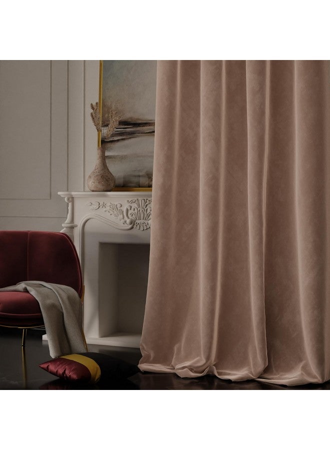 Stoa Paris Velvet Curtains for Door, Premium Dim-Out Curtain for Living Room, Bedroom, Home Decor, Parda with Easy Grommet Installation, Pack of 1, Date Night - Parisian Blush - Image 1