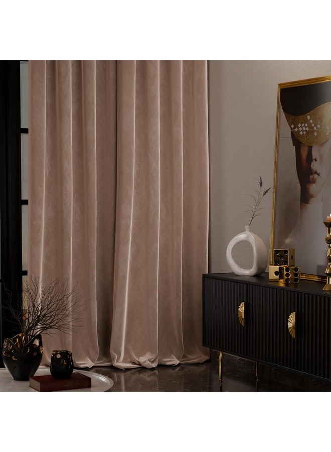 Stoa Paris Velvet Curtains for Door, Premium Dim-Out Curtain for Living Room, Bedroom, Home Decor, Parda with Easy Grommet Installation, Pack of 1, Date Night - Parisian Blush - Image 2