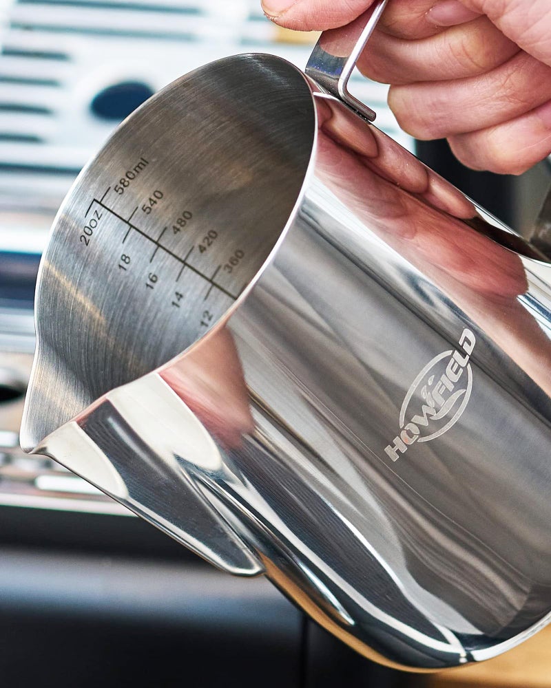 HOWFIELD Milk Frothing Pitcher 20 oz (600ml) 304 Stainless Steel w/Latte Art Pen & Scale, Barista-Grade Espresso Steaming Jug for Cappuccino, Latte, Home & Commercial Use - Image 3