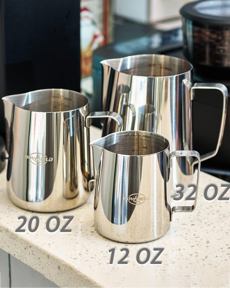 HOWFIELD Milk Frothing Pitcher 20 oz (600ml) 304 Stainless Steel w/Latte Art Pen & Scale, Barista-Grade Espresso Steaming Jug for Cappuccino, Latte, Home & Commercial Use - Image 5