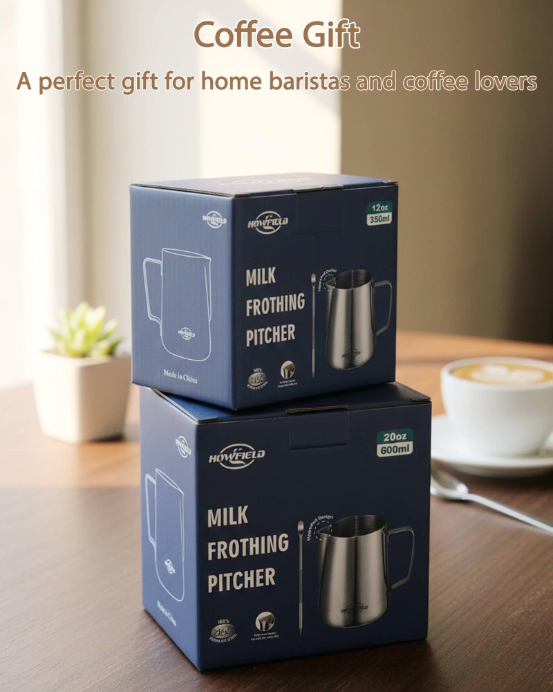 HOWFIELD Milk Frothing Pitcher 20 oz (600ml) 304 Stainless Steel w/Latte Art Pen & Scale, Barista-Grade Espresso Steaming Jug for Cappuccino, Latte, Home & Commercial Use - Image 2