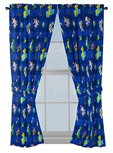 Jay Franco Kids Window Drapes 4 Piece Curtain Set Includes 2 Tiebacks Beautiful Bedding Room Dcor and Easy Set Up Blue Toy Story 63 Inch - Image 1