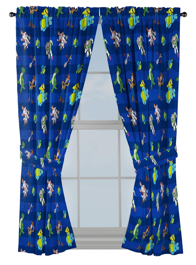 Jay Franco Kids Window Drapes 4 Piece Curtain Set Includes 2 Tiebacks Beautiful Bedding Room Dcor and Easy Set Up Blue Toy Story 63 Inch - Image 2