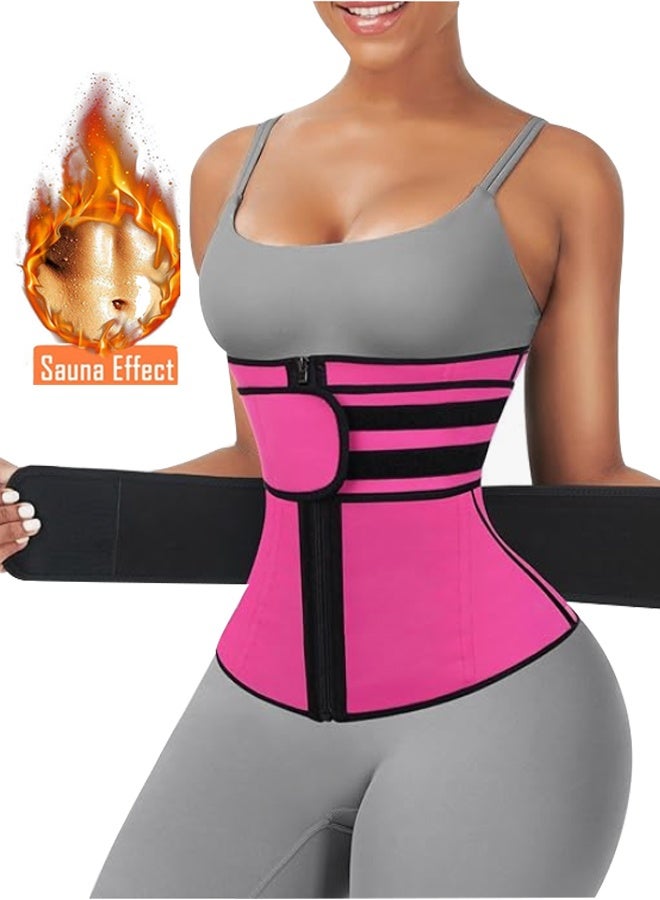 Bincoo Adjustable Waistband for Women, Sauna Slimming Belt with Belly Band, Body Shaping Bandage, Plus Size Waistband, Rose Red  (M) - Image 1