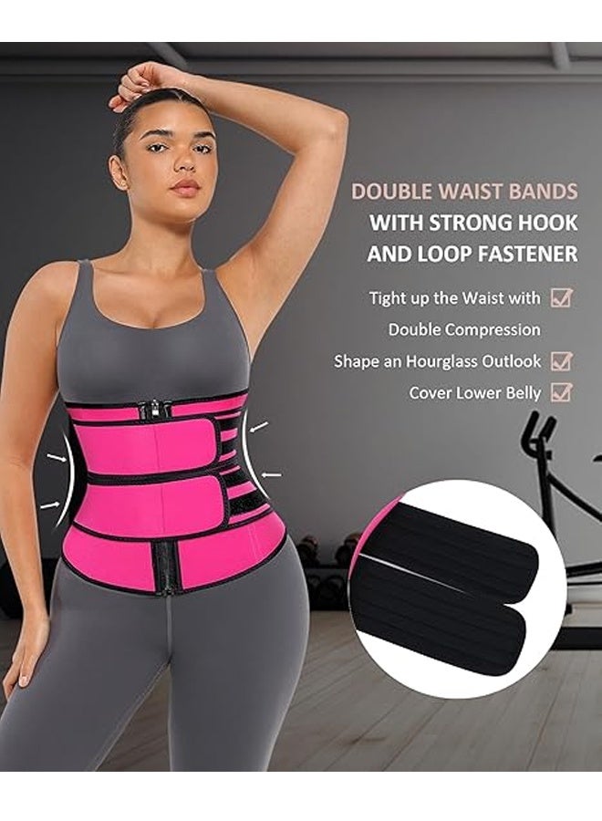 Bincoo Adjustable Waistband for Women, Sauna Slimming Belt with Belly Band, Body Shaping Bandage, Plus Size Waistband, Rose Red  (M) - Image 2