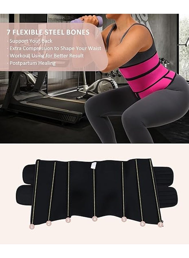 Bincoo Adjustable Waistband for Women, Sauna Slimming Belt with Belly Band, Body Shaping Bandage, Plus Size Waistband, Rose Red  (M) - Image 5