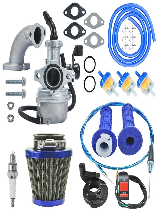 HOLATO PZ22 Carburetor Carb Air filter Throttle Handle Grips Cable Kit for 110cc 125cc XR50 CRF50 CRF50f CRF110 TaoTao DB14 DB24 SSR110 SSR125 Coolster Apollo Pit Dirt Bike Chinese 4 Wheeler ATV Blue - Image 1
