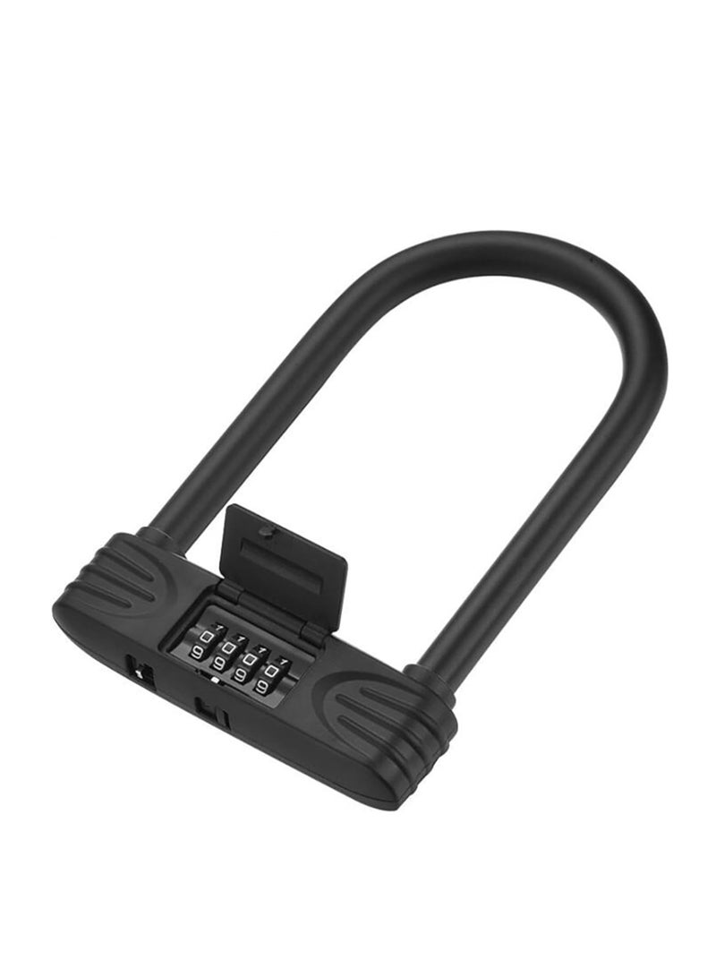 Bike U Lock Heavy Duty Anti Theft, 4 Digit Combination Password Bicycle Lock with U-Lock Shackle, U Bolt Bike Lock for E-Bike, Mountain Bike, Road Bike