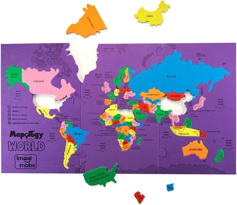 Imagimake Mapology World Map Puzzle | Educational Toys for Kids 5-7 | Puzzles for Kids Ages 4-8 | Map of The World | 6 Year Old Boy Gifts & Girl Gifts - Image 2