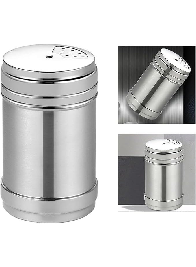 سبيس شوب وعاء توابل فضي من الفولاذ المقاوم للصدأ زجاجة رشاشات توابل محمولة متعددة الوظائف للملح والفلفل للمطبخ المنزلي والتخييم رشاشة من الفولاذ المقاوم للصدأ قطعة واحدة - Image 3