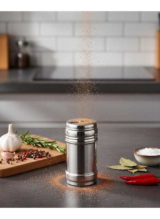 سبيس شوب وعاء توابل فضي من الفولاذ المقاوم للصدأ زجاجة رشاشات توابل محمولة متعددة الوظائف للملح والفلفل للمطبخ المنزلي والتخييم رشاشة من الفولاذ المقاوم للصدأ قطعة واحدة - Image 2
