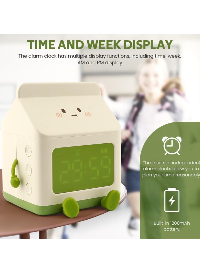 KASTWAVE Kids Alarm Clock, Digital Alarm Clock for Bedrooms,   Milk Box Shape Clock Children Wake Up Clock,5 Minute Alarm, Rechargeable Alarm Clock for Bedroom Room Decor Birthday Gift - Image 4
