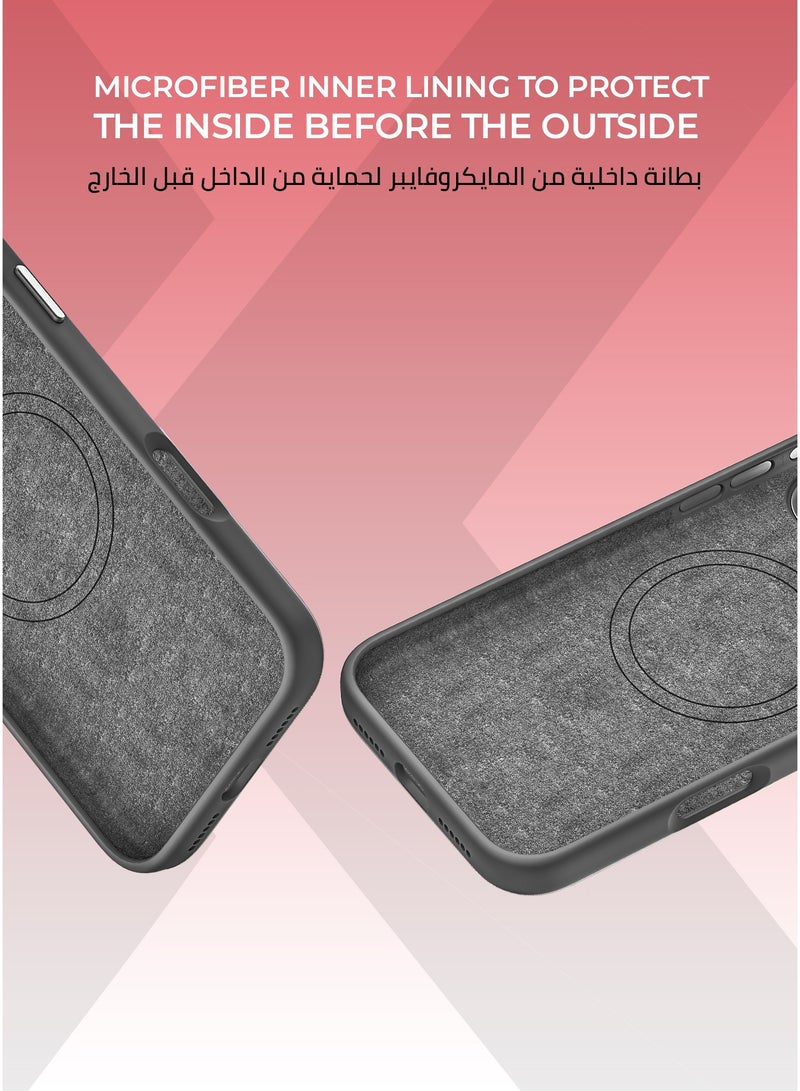 Xonda Pure iPhone 17 Pro Max MagSafe Case Gray - Microfiber lining for scratch protection, raised metal camera bezel for lens protection, Liquid Silicone Material with Anti-Fingerprint Coating, MagSafe compatible - Image 3