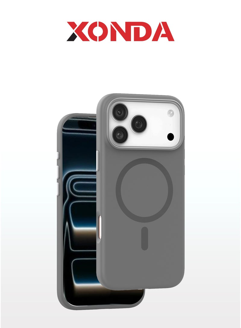 Xonda Pure iPhone 17 Pro Max MagSafe Case Gray - Microfiber lining for scratch protection, raised metal camera bezel for lens protection, Liquid Silicone Material with Anti-Fingerprint Coating, MagSafe compatible - Image 1