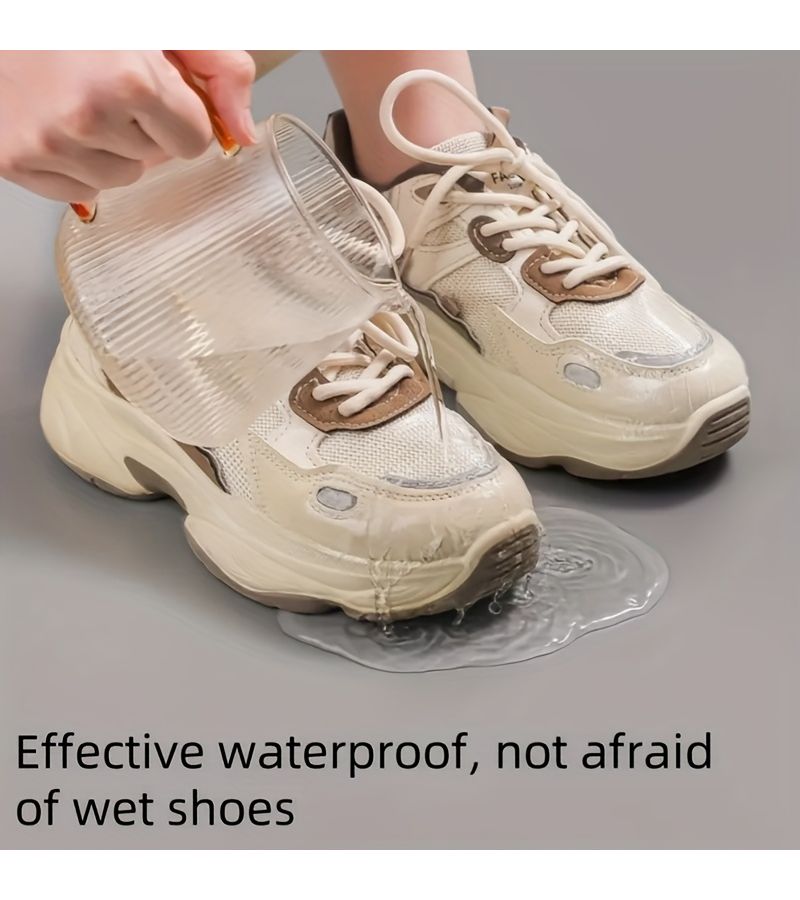 30 Heart Shaped Shoe Covers 30 Pieces Self Adhesive Transparent Rain Protection Easy to Apply Remove - Image 2