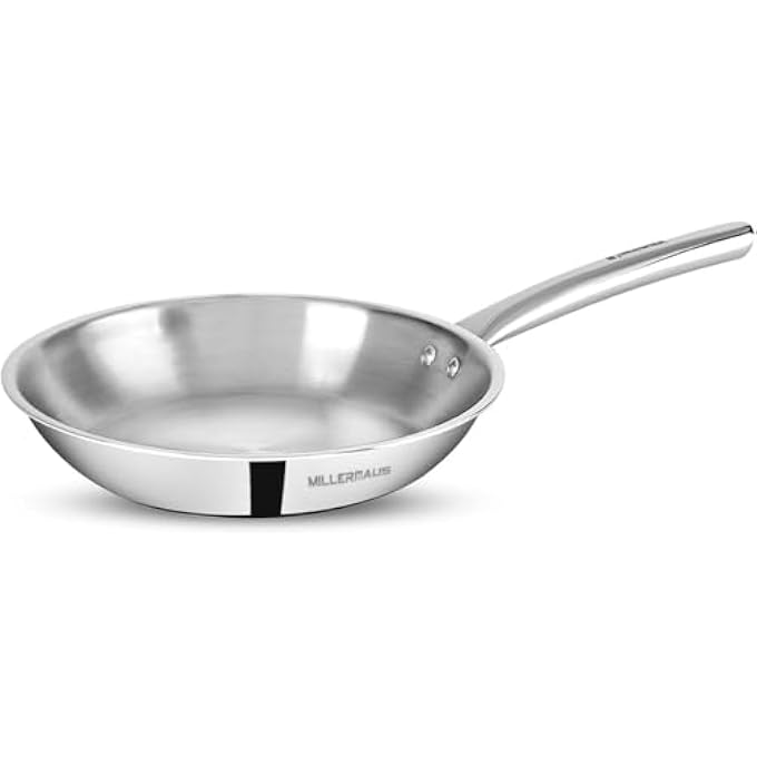 MILLERHAUS TriPlyfrypan 28Cm Stainless Steel 1810 Frying Pan Pfoa Free Dishwasher Safe Skillet Stainless Steel Handle Cookware  Silver - Image 1