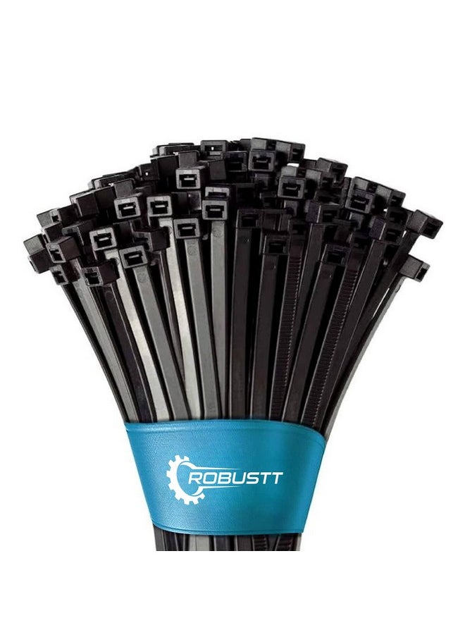 ROBUSTT Robustt Self Locking Cable Ties | 300 X 4.8 mm | 500 Pieces, Black | Heat Resistant Cable Zip Ties | Self-Locking Cable Organizer | Anti - Slip Wire Organizer | For Indoor & Outdoor Use  - Image 1
