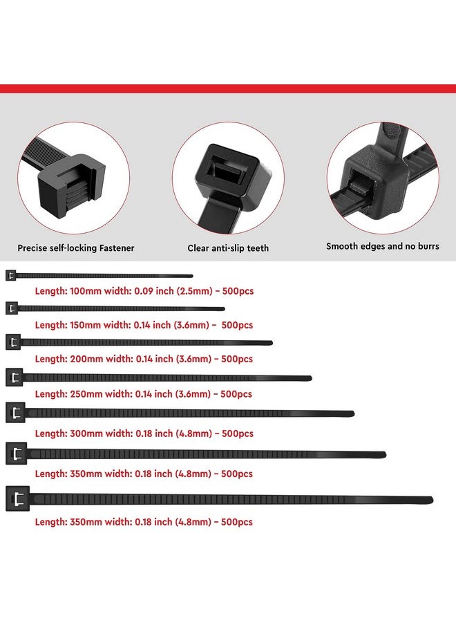 Robustt Self Locking Cable Ties | 300 X 4.8 mm | 500 Pieces, Black | Heat Resistant Cable Zip Ties | Self-Locking Cable Organizer | Anti - Slip Wire Organizer | For Indoor & Outdoor Use - pzsku/Z47969C3AB0D0522CE3ABZ/45/_/1740982919/24f4a2d5-8336-4c10-ac01-aa96995dee38