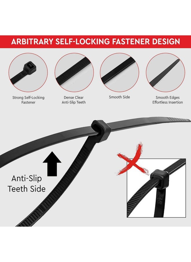 ROBUSTT Robustt Self Locking Cable Ties | 300 X 4.8 mm | 500 Pieces, Black | Heat Resistant Cable Zip Ties | Self-Locking Cable Organizer | Anti - Slip Wire Organizer | For Indoor & Outdoor Use  - Image 2