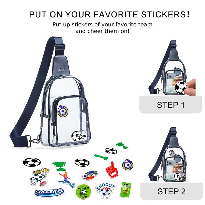 LATMAP Clear Bag for Stadium Events, Clear Purse for Women Stadium Crossbody Bag, Transparent Backpack for Concerts Sports-Navy Blue - Image 5