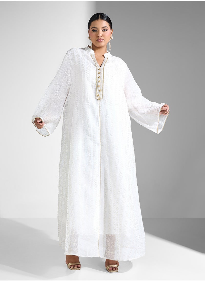 Khizana Plus size emrboidered placket jalabiya  - Image 1