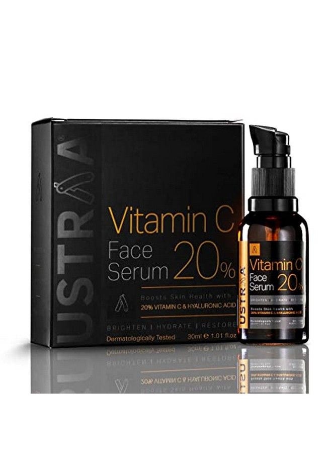 Ustraa - 20% Vitamin C Face Serum 30Ml Dermatologically Tested With Hyaluronic Acid & 20% Vitamin C In The Purest Form Antiaging Fights Dark Spots Radiant Skin Brightening Hydration No Harmful Chemicals. - Image 1