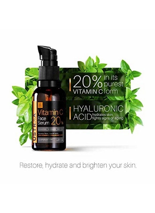 Ustraa - 20% Vitamin C Face Serum 30Ml Dermatologically Tested With Hyaluronic Acid & 20% Vitamin C In The Purest Form Antiaging Fights Dark Spots Radiant Skin Brightening Hydration No Harmful Chemicals. - Image 1