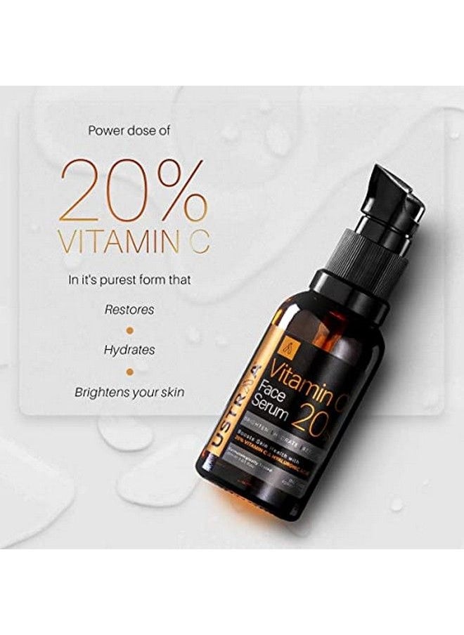 Ustraa - 20% Vitamin C Face Serum 30Ml Dermatologically Tested With Hyaluronic Acid & 20% Vitamin C In The Purest Form Antiaging Fights Dark Spots Radiant Skin Brightening Hydration No Harmful Chemicals. - Image 1