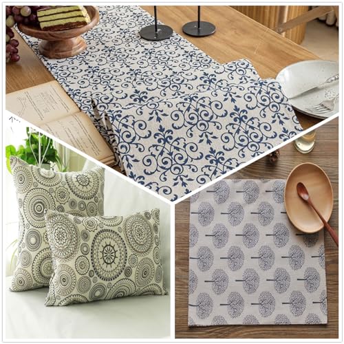 LOVOUS Linen Floral Fabric by The Yard - Upholstery Fabric by The Yard Sewing Quilting Fabric 62 Inch Width for Chairs Sofas Tablecloth Curtains Reupholstery DIY Projects - 1 Yard - Image 5