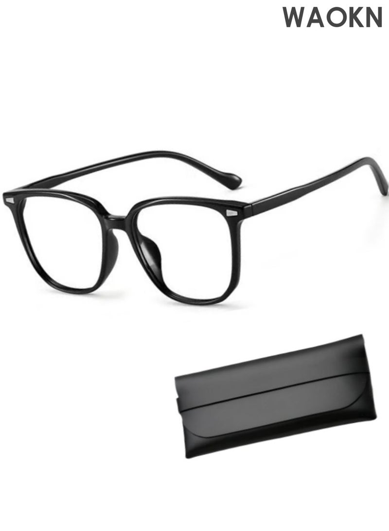 WAOKN Glasses ,Blue Light Filter Eyewear for Men & Women, Anti Blue Light Eyestrain UV Glare Blocking, TV Computer Gaming Glasses ,Fashionable and versatile anti blue light glasses, lightweight and durable,Non-Myopic Glasses(Black). - Image 1