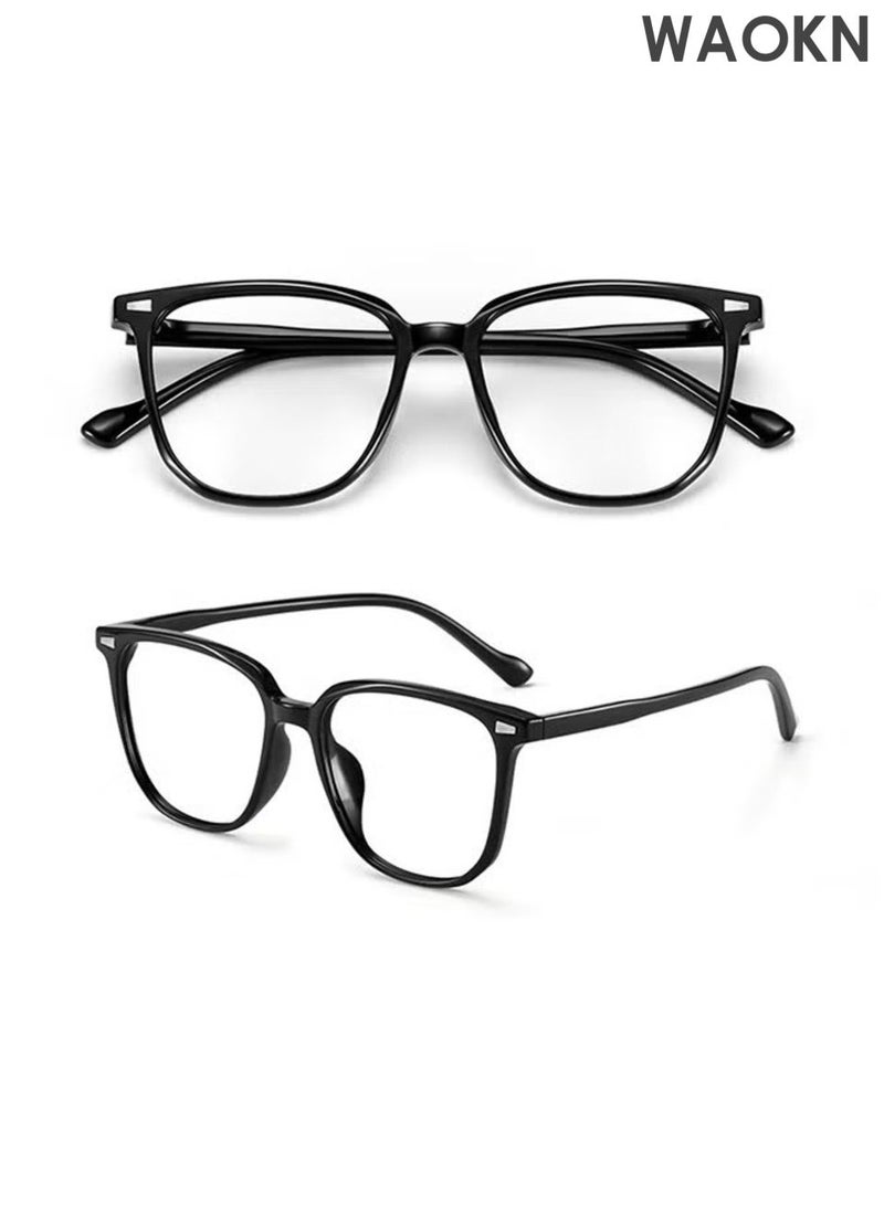 WAOKN Glasses ,Blue Light Filter Eyewear for Men & Women, Anti Blue Light Eyestrain UV Glare Blocking, TV Computer Gaming Glasses ,Fashionable and versatile anti blue light glasses, lightweight and durable,Non-Myopic Glasses(Black). - Image 3