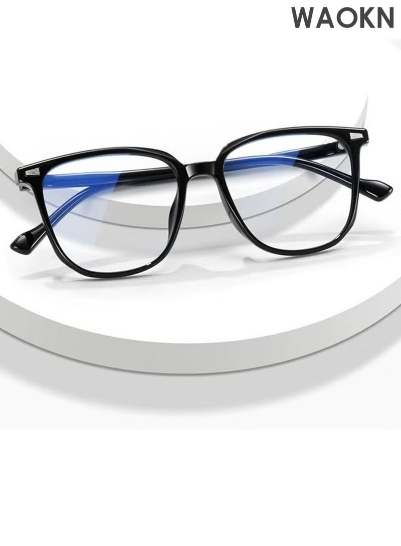 WAOKN Glasses ,Blue Light Filter Eyewear for Men & Women, Anti Blue Light Eyestrain UV Glare Blocking, TV Computer Gaming Glasses ,Fashionable and versatile anti blue light glasses, lightweight and durable,Non-Myopic Glasses(Black). - Image 5