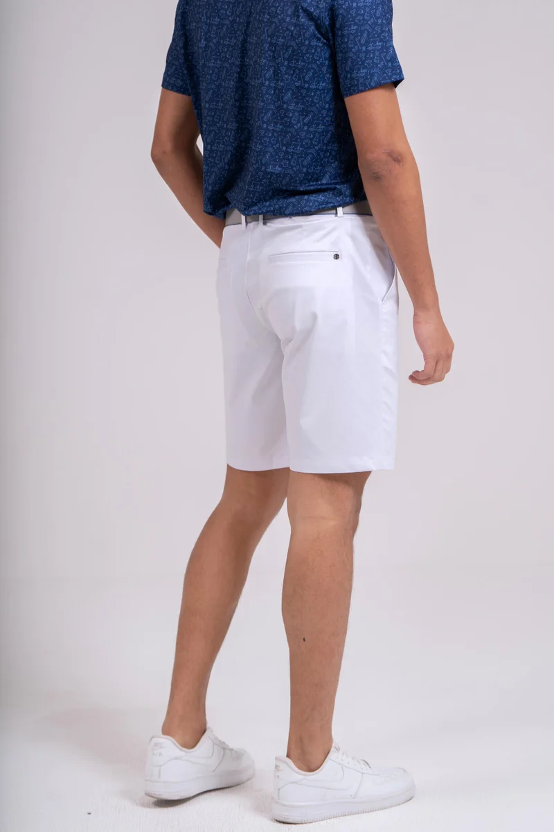 EGL EGL Men's Golf Shorts - White - Athletic Fit - Two Side Pockets With Back Pocket - Athletic Fit