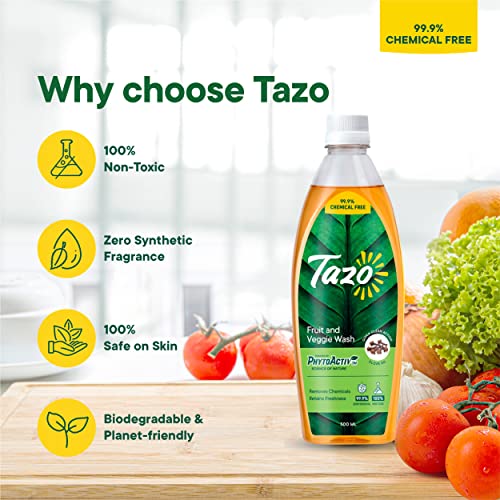 Tazo Fruit & Vegetable Wash Liquid (500ML, Pack of 2), Biodegradable, Natural & Plant Powered, Removes Dirt, Germs, Pesticides & Waxes, Free From Chlorine, Alcohol & Leaves No Aftertaste - Image 5